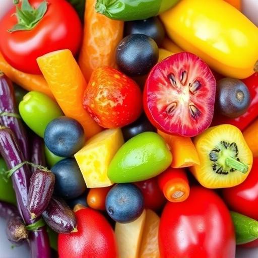Bowl of colourful fruits and vegetables