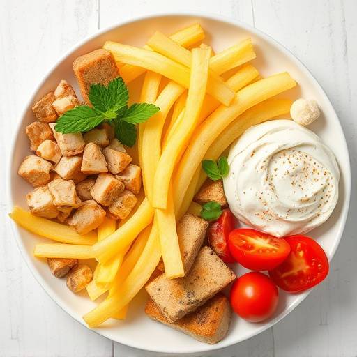Various sources of protein, carbohydrates, and fats